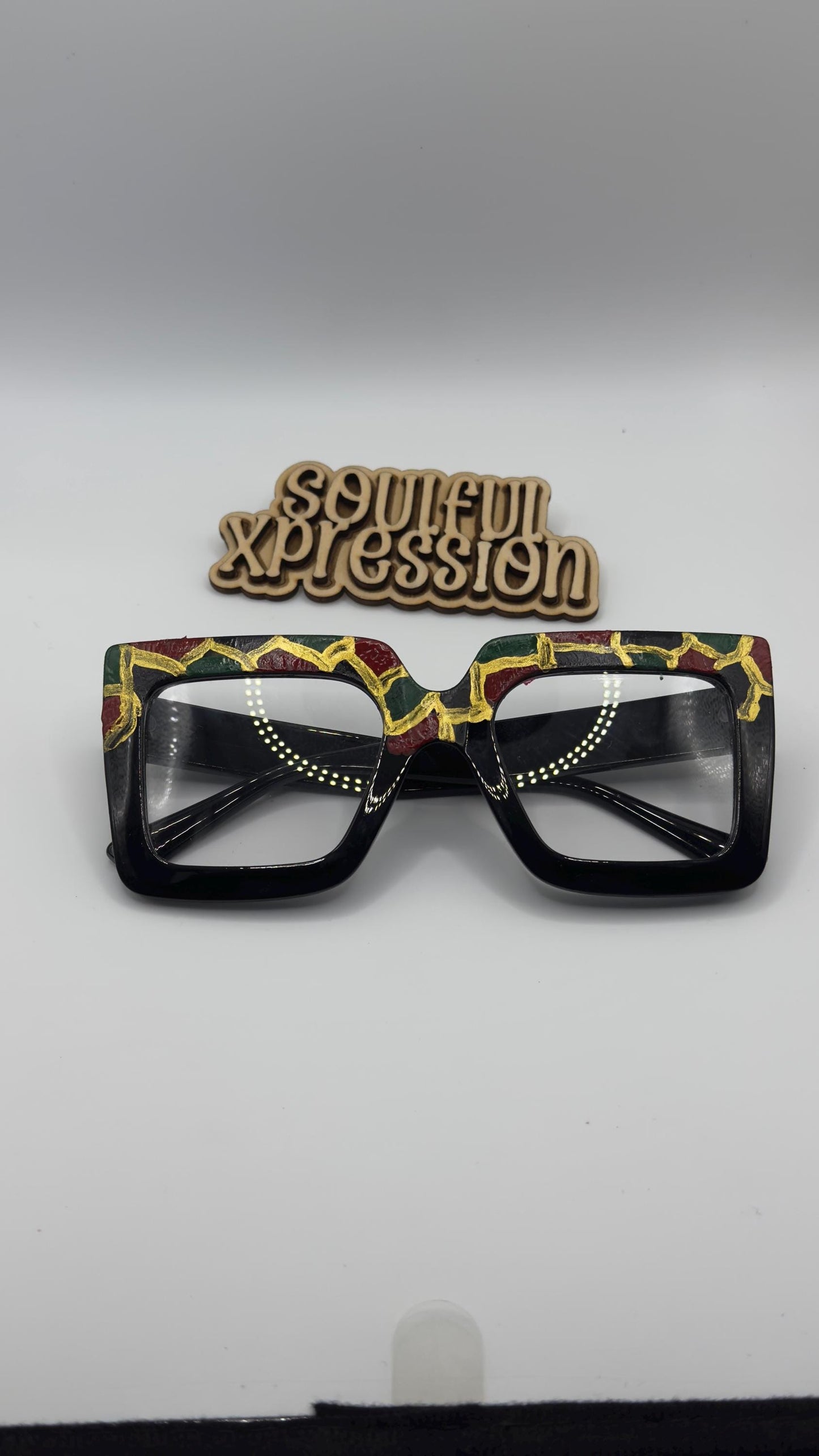 Afrocentric Statement Glasses – Hand-Painted Pan-African Design | Soulful Xpression