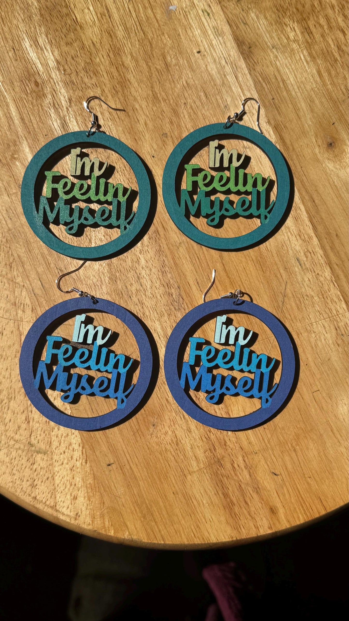 I'm Feelin Myself Earrings Hand Painted Wooden Statement Earrings Afrocentric Bold Jewelry, Self-Love & Confidence Accessory