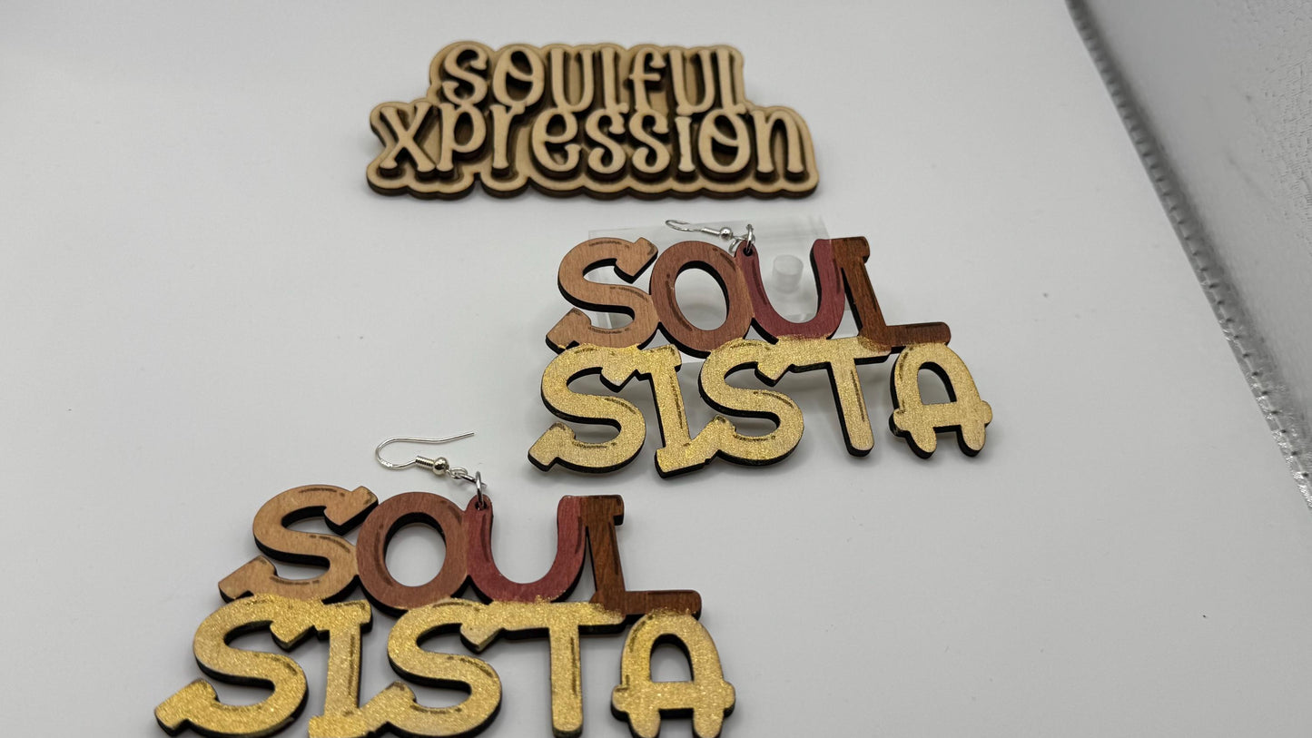 Soul Sista Wooden Earrings – Hand-Painted Afrocentric Statement Jewelry | Soulful Xpression Collection