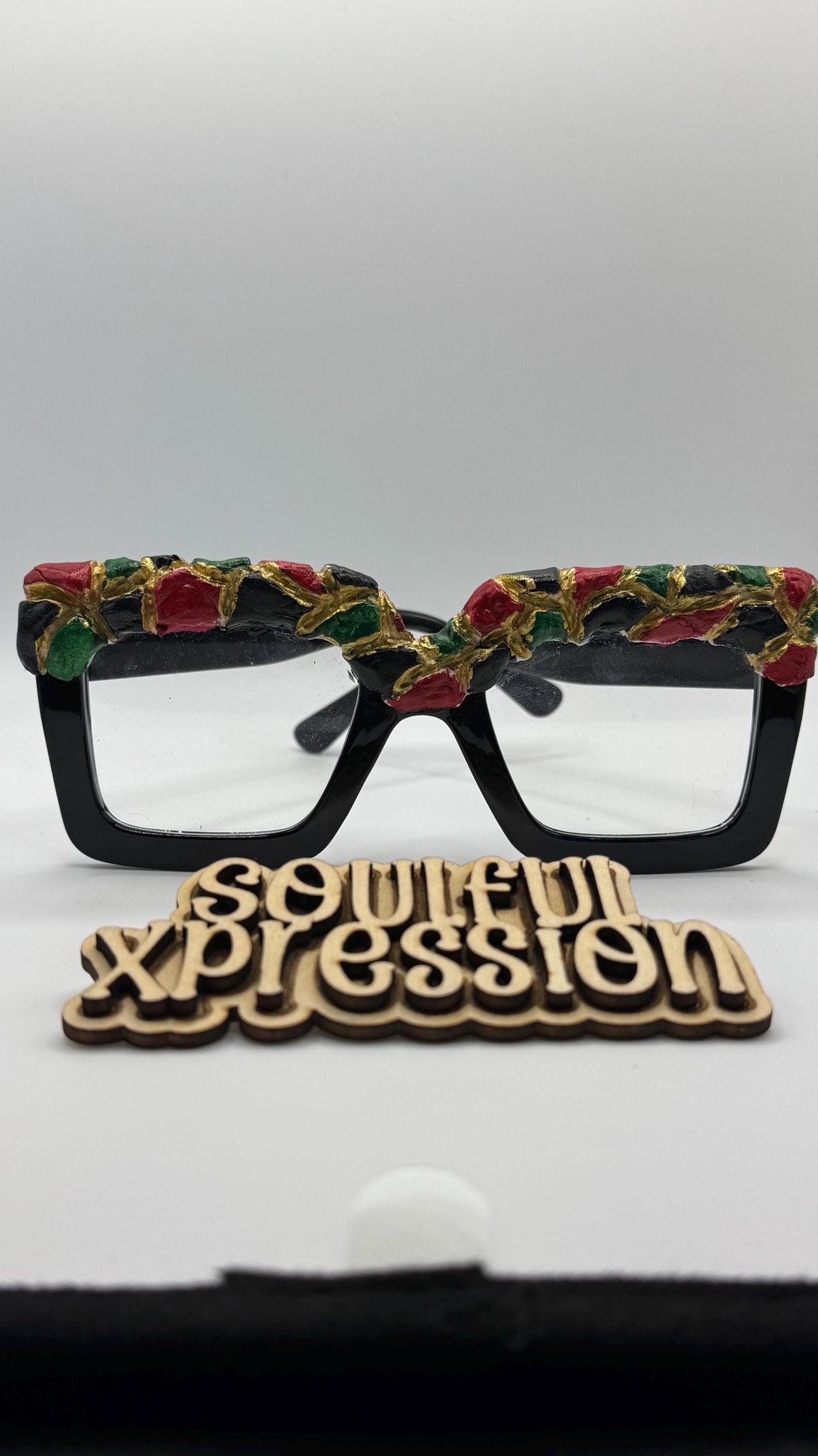 3D Pan-African Statement Glasses – Hand-Sculpted & Hand-Painted Limited Edition | Soulful Xpression Artwear