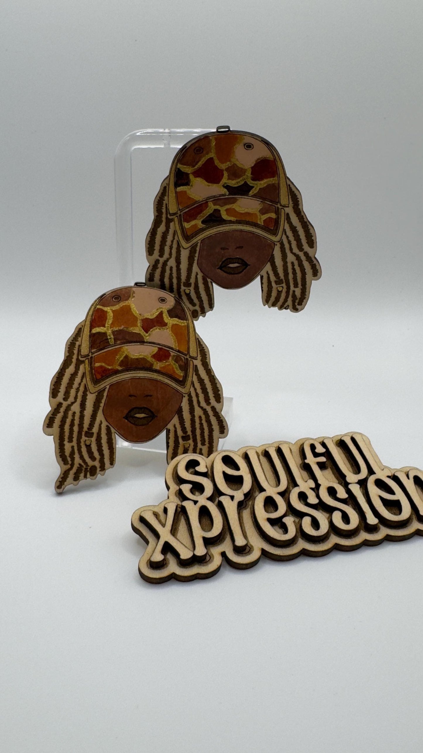 Loc’d Goddess Wooden Earrings – Afrocentric Streetwear Style | Hand-Painted Soulful Xpression Design