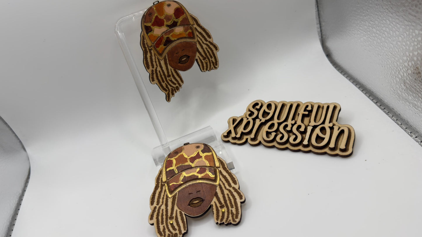 Loc’d Goddess Wooden Earrings – Afrocentric Streetwear Style | Hand-Painted Soulful Xpression Design