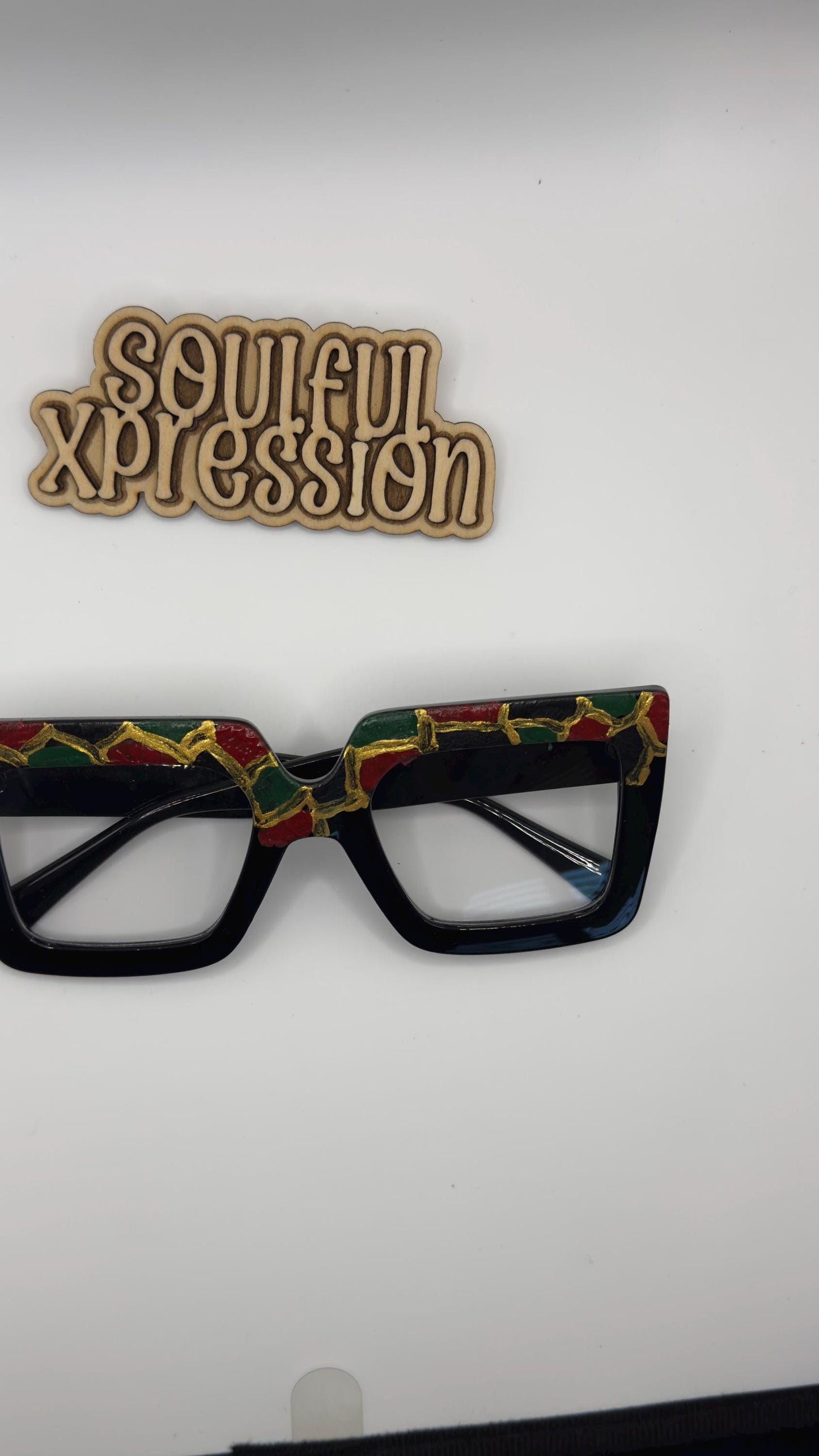 Afrocentric Statement Glasses – Hand-Painted Pan-African Design | Soulful Xpression