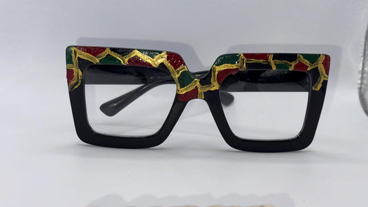 Afrocentric Statement Glasses – Hand-Painted Pan-African Design | Soulful Xpression