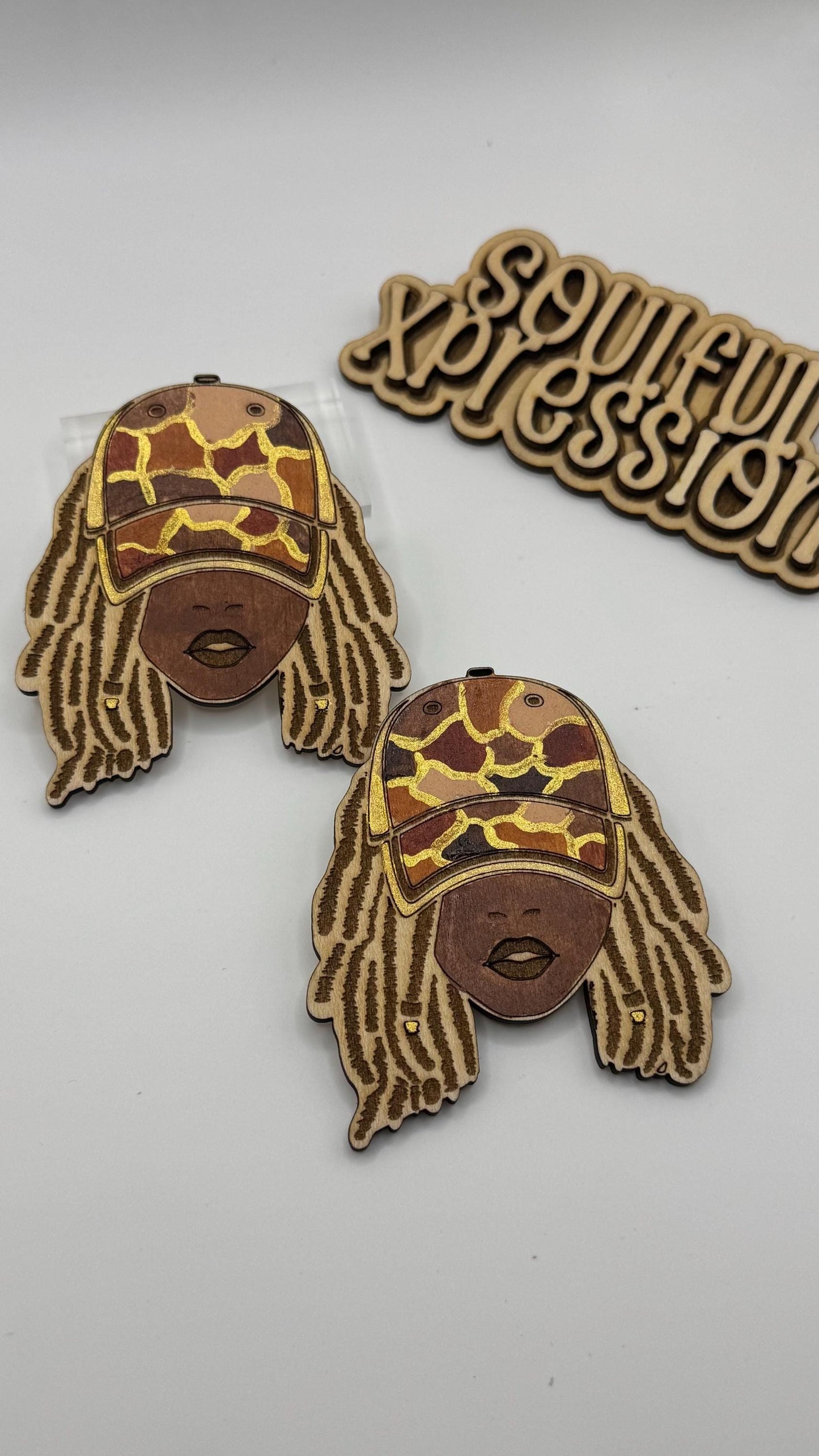 Loc’d Goddess Wooden Earrings – Afrocentric Streetwear Style | Hand-Painted Soulful Xpression Design