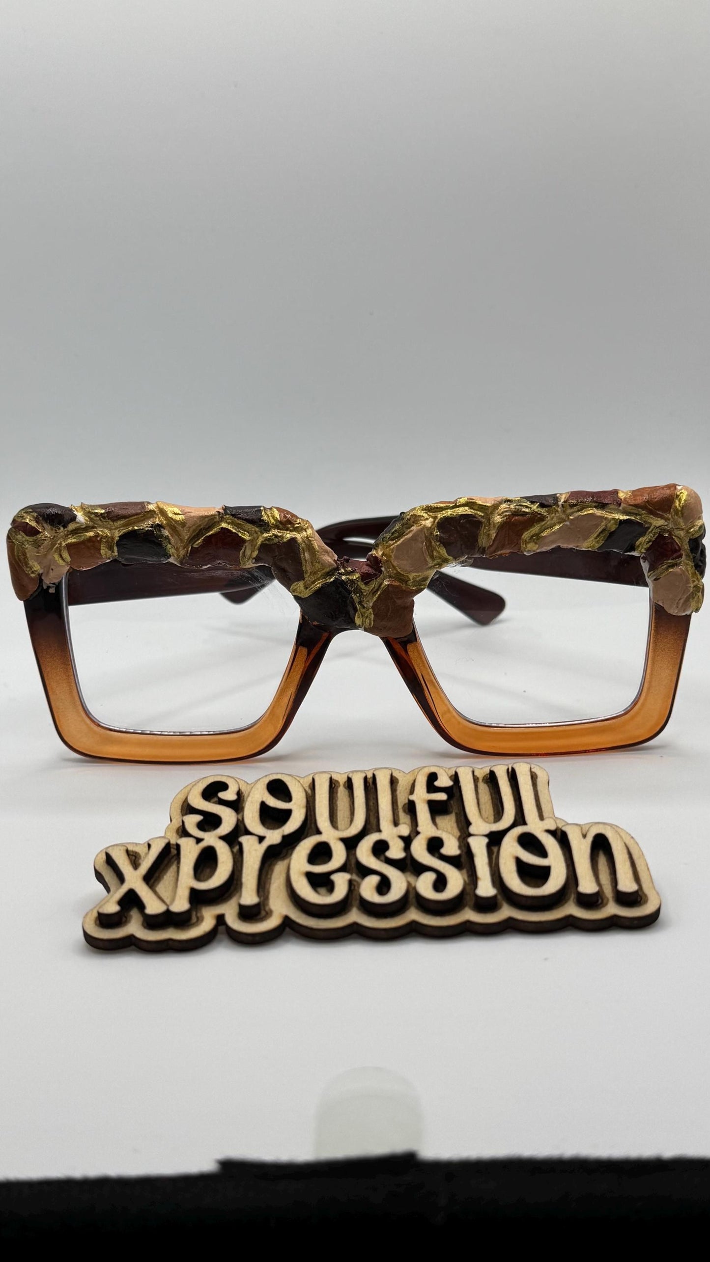 Golden Ember” – 3D Sculpted Artwear Glasses | Limited Edition by Soulful Xpression