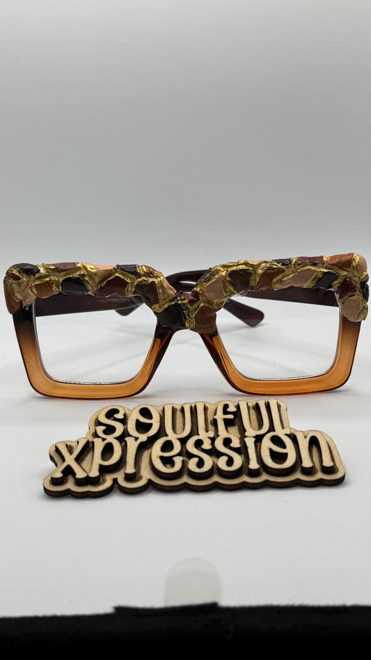 Golden Ember” – 3D Sculpted Artwear Glasses | Limited Edition by Soulful Xpression