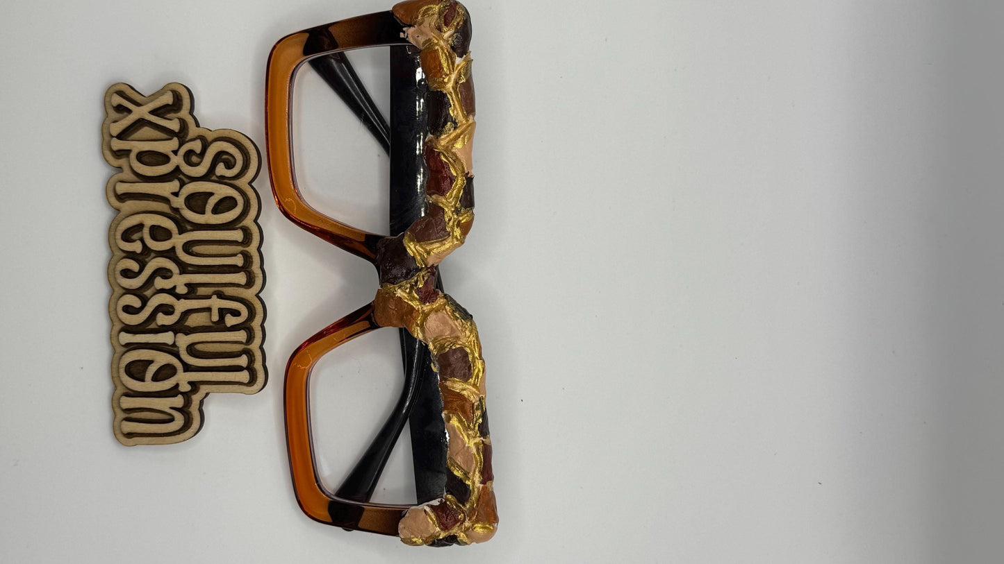 Golden Ember” – 3D Sculpted Artwear Glasses | Limited Edition by Soulful Xpression