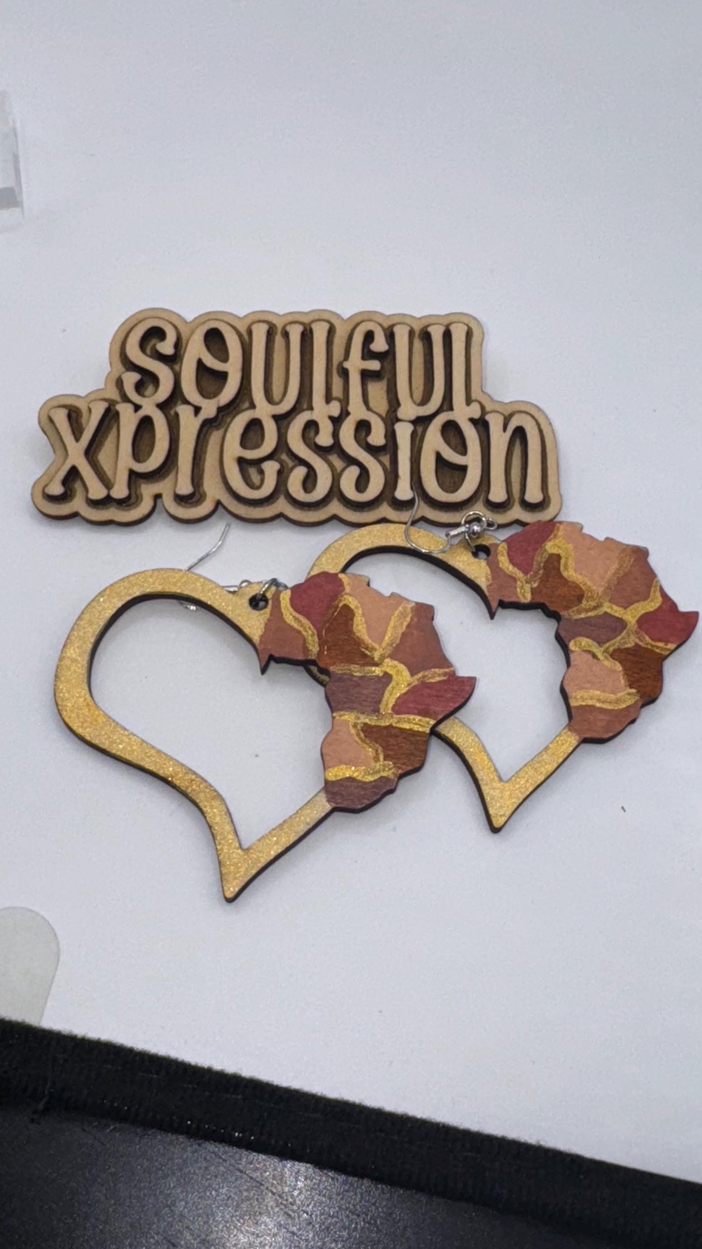 Heart of Africa Wooden Earrings – Hand-Painted Afrocentric Art | Soulful Xpression Collection